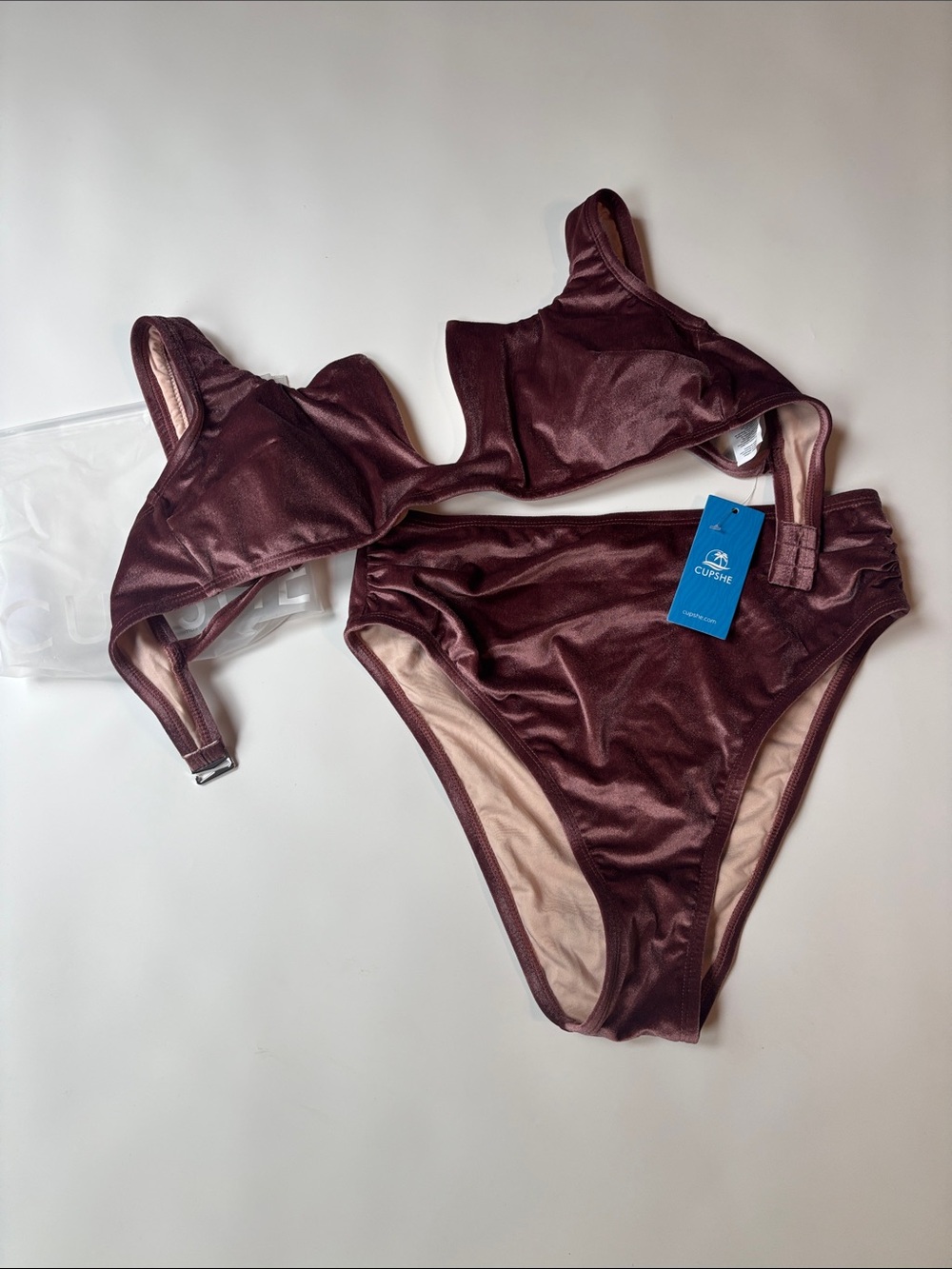Cupshe Shimmery Burgundy Two-Piece Bikini Set